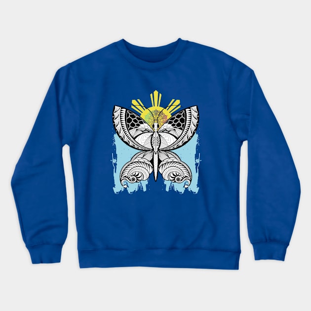 Tribal line Art Butterfly Crewneck Sweatshirt by Pirma Pinas